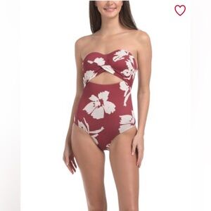 Strapless Berry NIPTUCK Luka Bandeau one-piece swimsuit